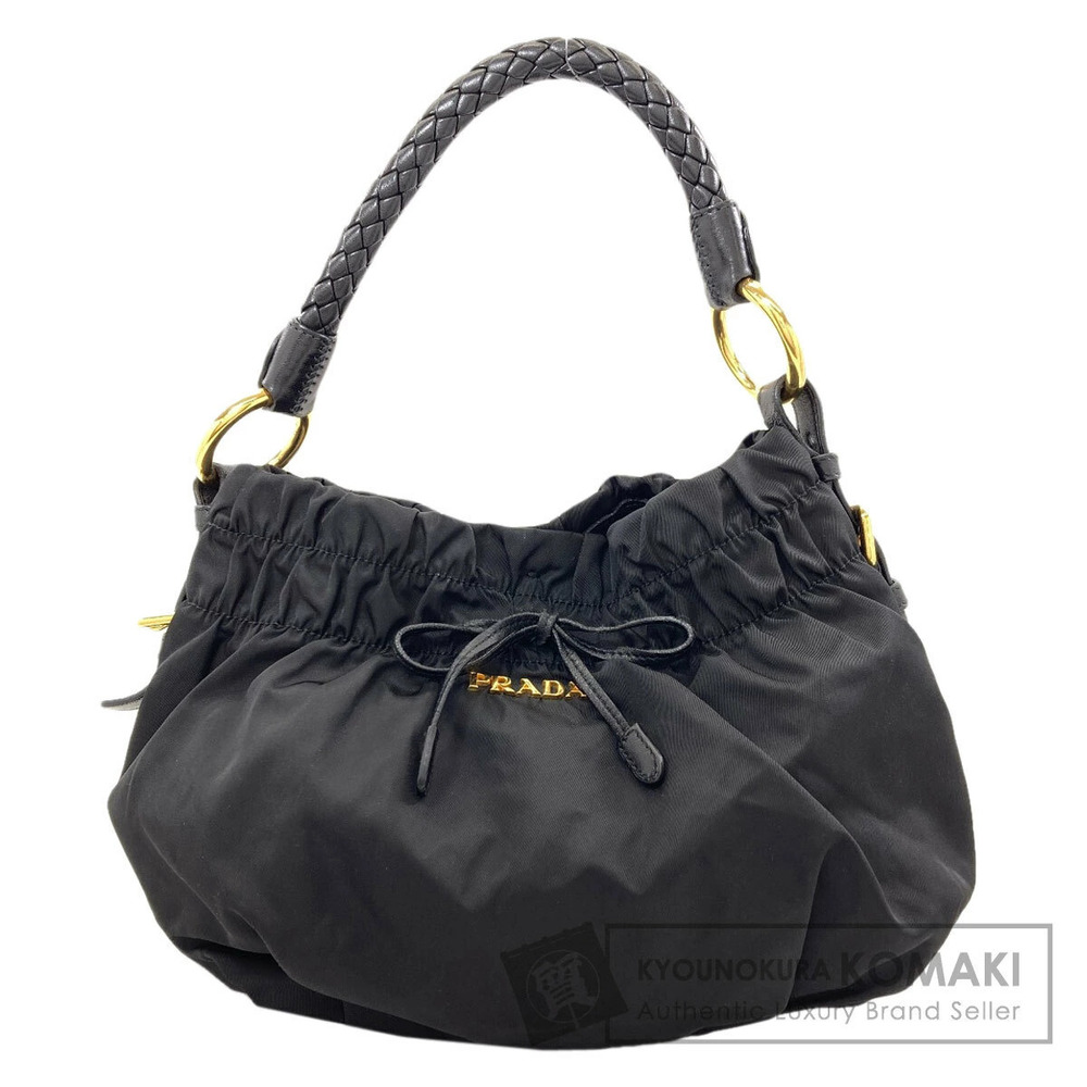 Prada Ribbon Handbag Black Leather